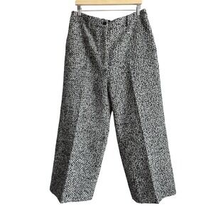 Stylewe Womens Tweed Wide Leg Dress Ankle Pants Size XL Black Gray NEW Boho Chic